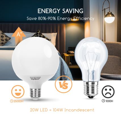 LED izzó G120 E27/20W/230V 3000K - Aigostar