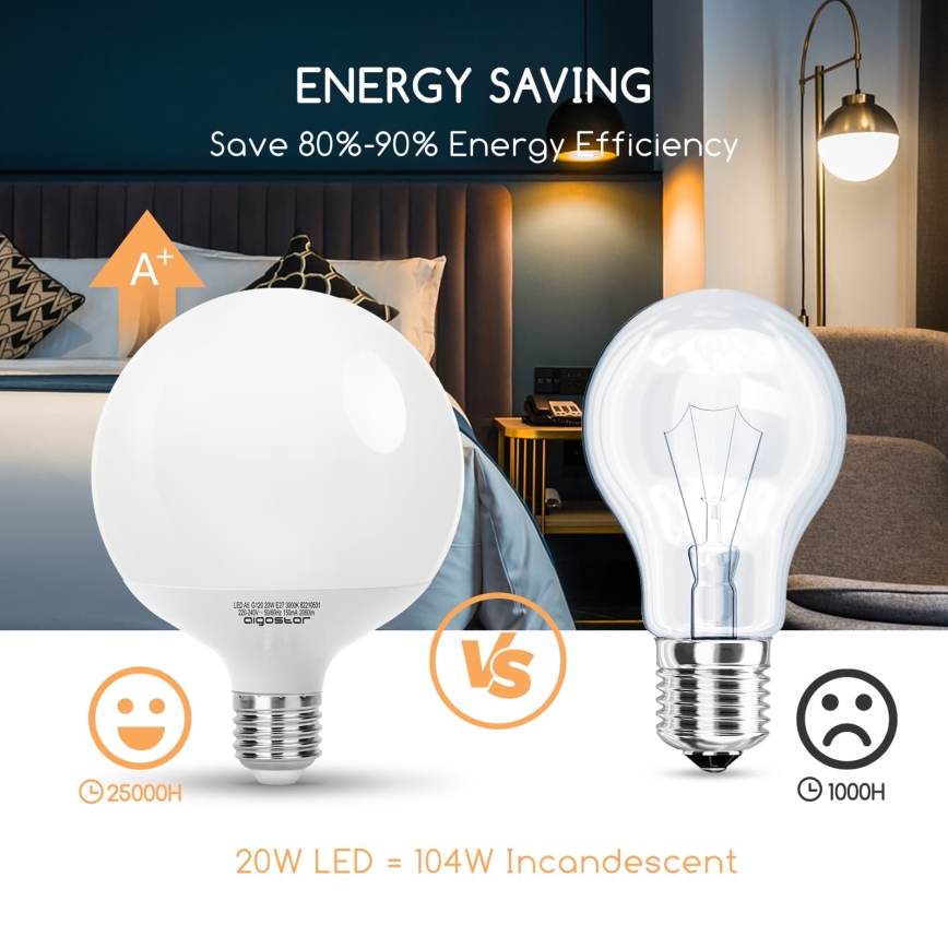 LED izzó G120 E27/20W/230V 3000K - Aigostar