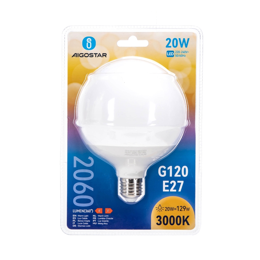 LED izzó G120 E27/20W/230V 3000K - Aigostar
