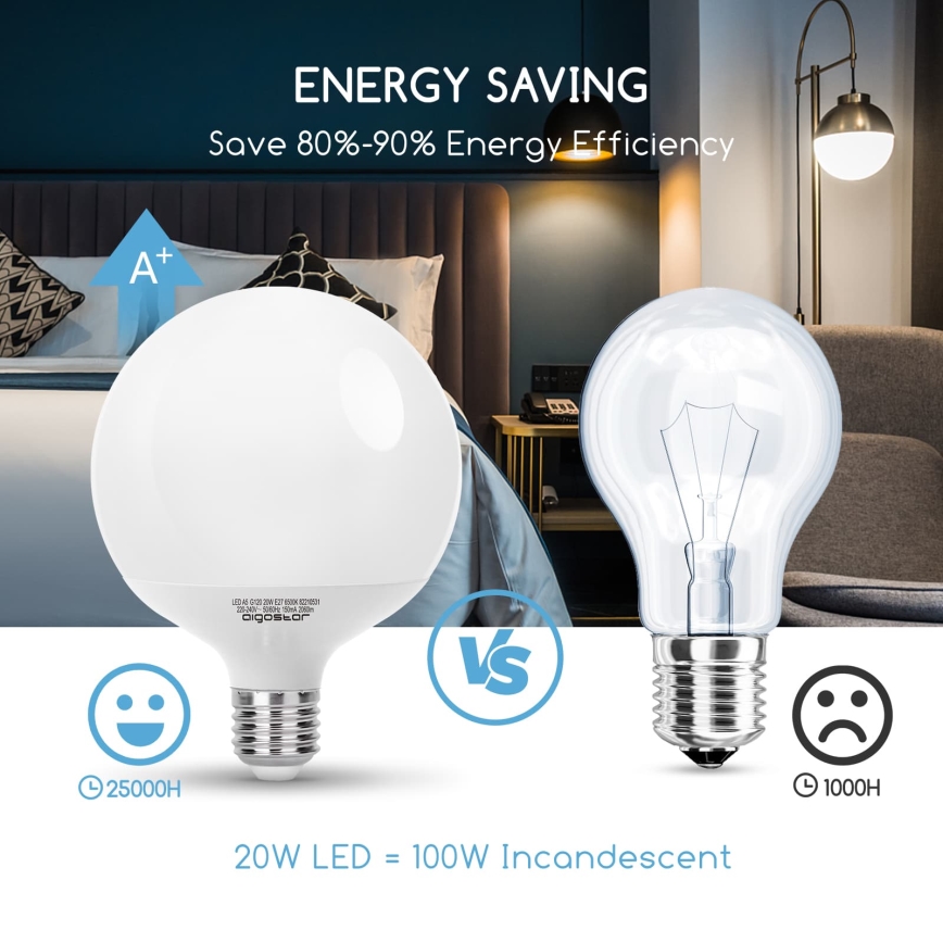 LED izzó G120 E27/20W/230V 6500K - Aigostar