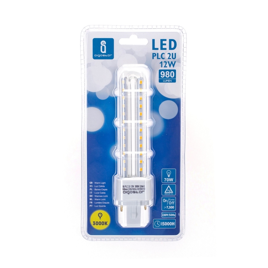 LED Izzó G24D-3/12W/230V 3000K - Aigostar