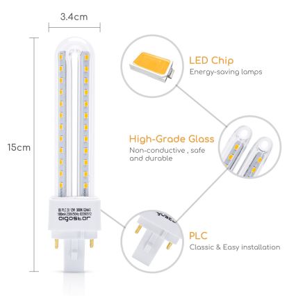 LED Izzó G24D-3/12W/230V 3000K - Aigostar