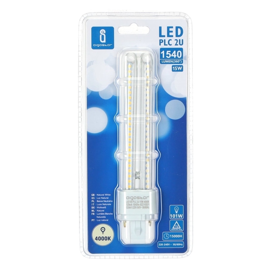 LED Izzó G24D-3/15W/230V 4000K - Aigostar