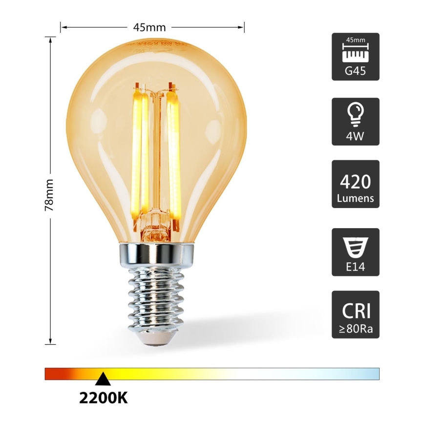 LED Izzó G45 E14/4W/230V 2200K - Aigostar