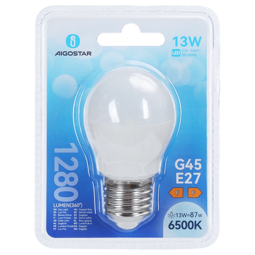 LED izzó G45 E27/13W/230V 6500K - Aigostar