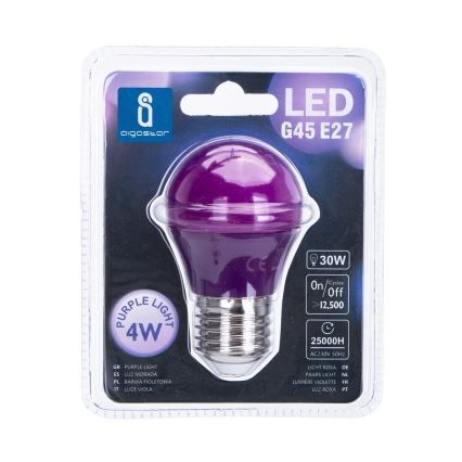 LED Izzó G45 E27/4W/230V lila - Aigostar