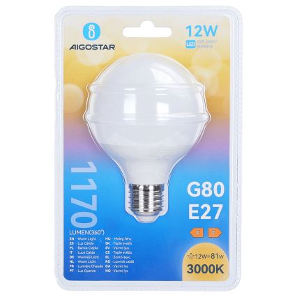 LED izzó G80 E27/12W/230V 3000K - Aigostar
