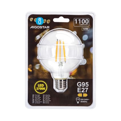 LED Izzó G95 E27/10W/230V 2700K - Aigostar