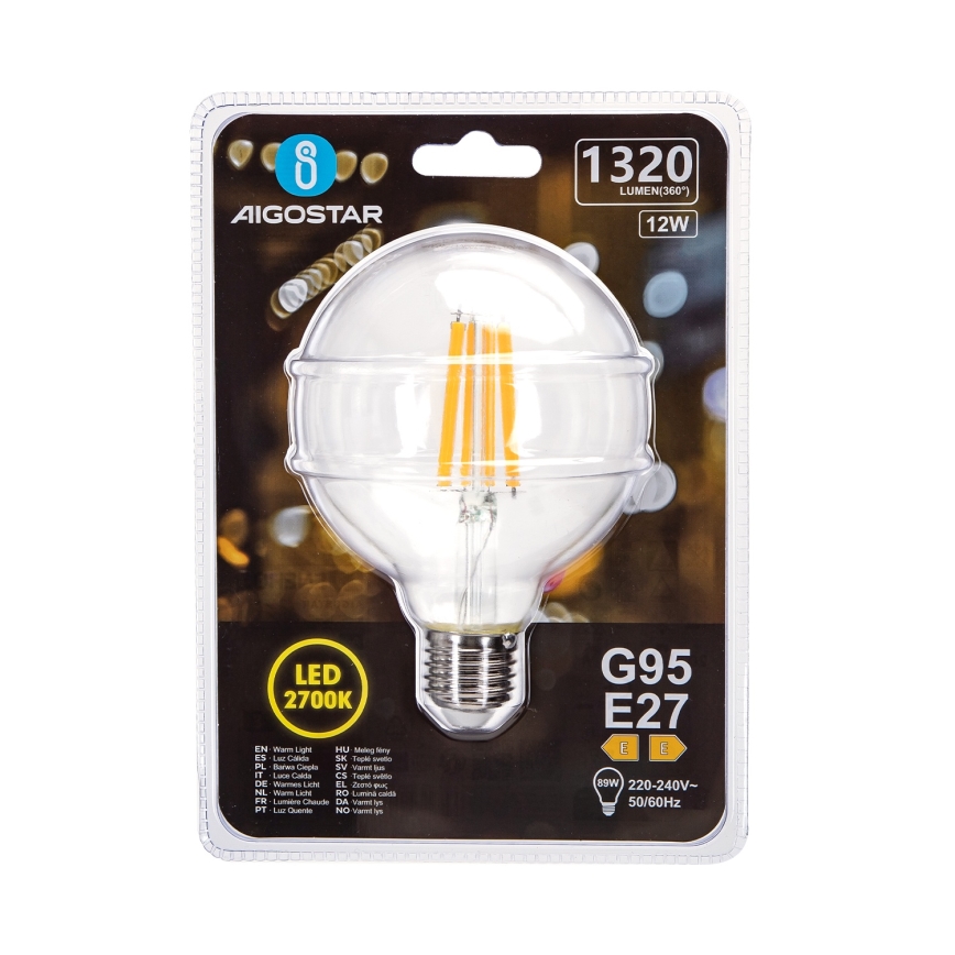 LED Izzó G95 E27/12W/230V 2700K - Aigostar