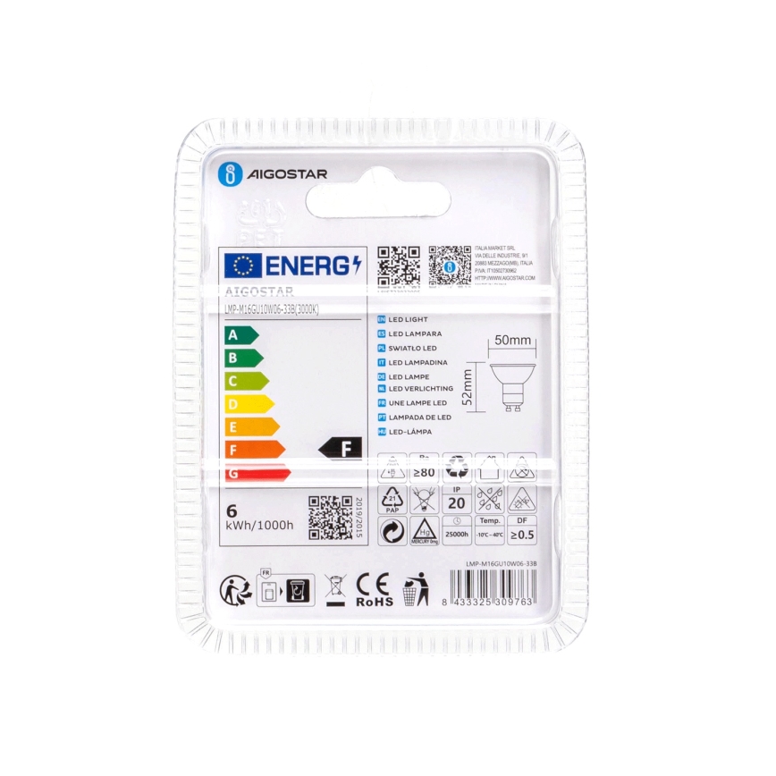 LED Izzó GU10/6W/230V 3000K - Aigostar