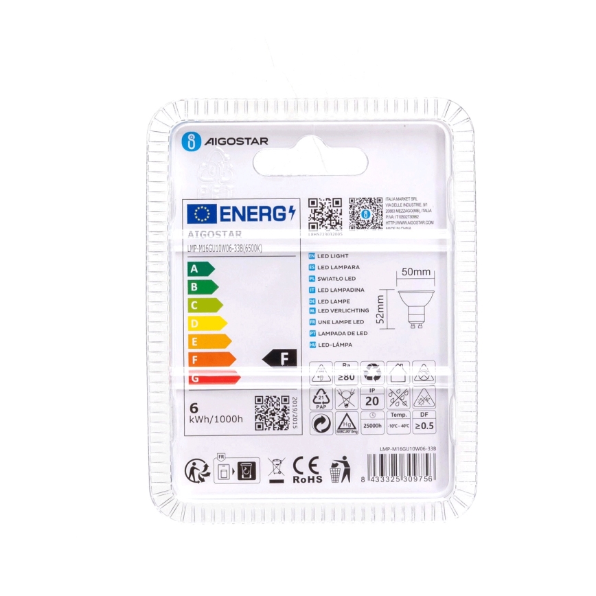 LED Izzó GU10/6W/230V 6500K - Aigostar