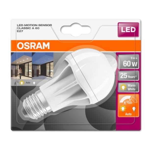 LED Izzó mozgásérzékelővel STAR E27/9W/230V 2700K - Osram