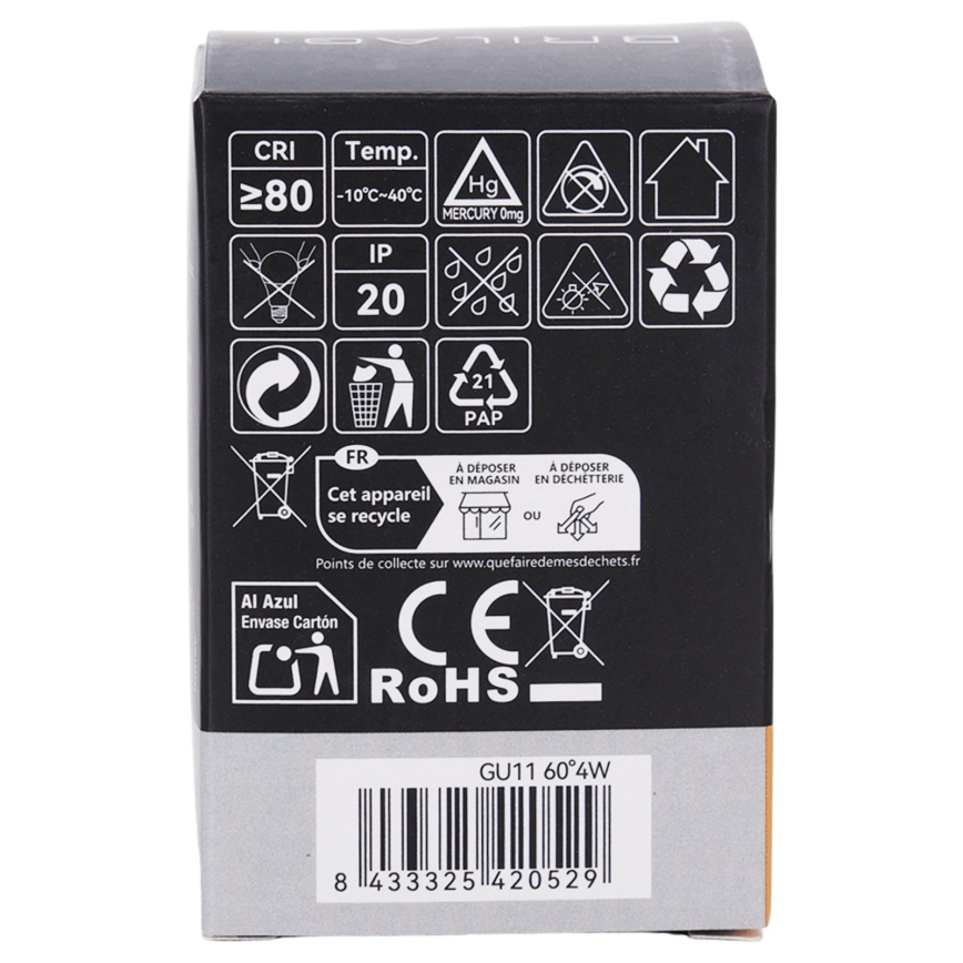 LED izzó MR11 GU10/4W/230V 3000K 60° fekete - BRILAGI