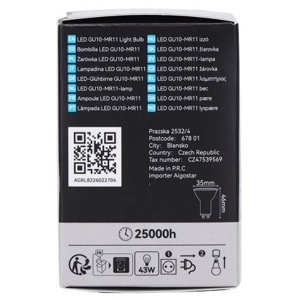 LED izzó MR11 GU10/4W/230V 3000K 60° fekete - BRILAGI