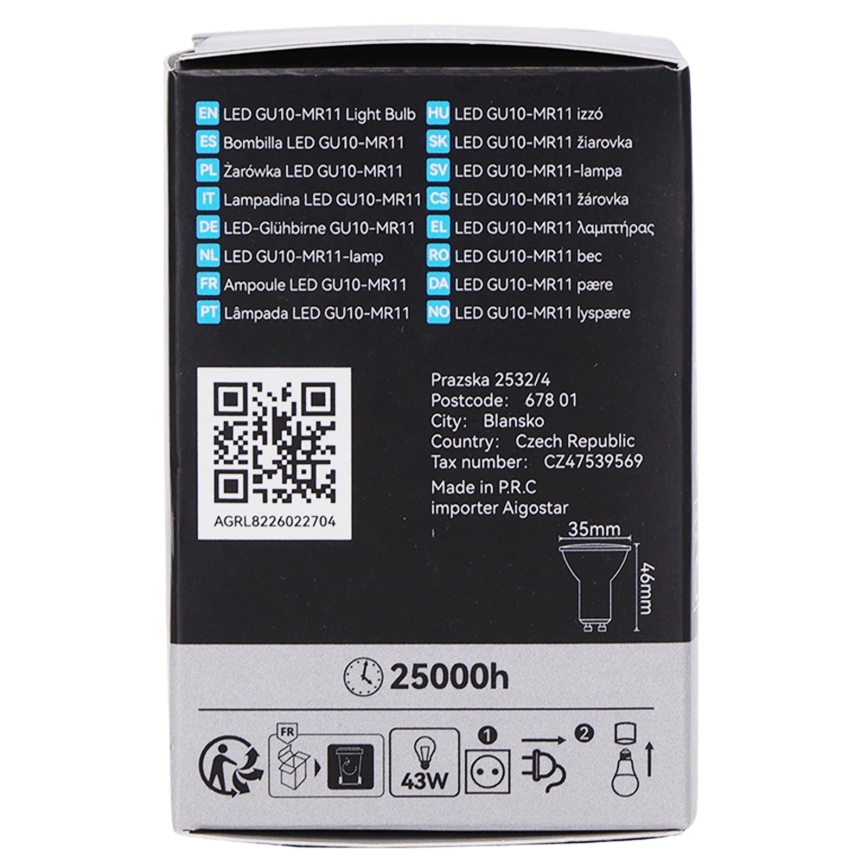LED izzó MR11 GU10/4W/230V 3000K 60° fekete - BRILAGI