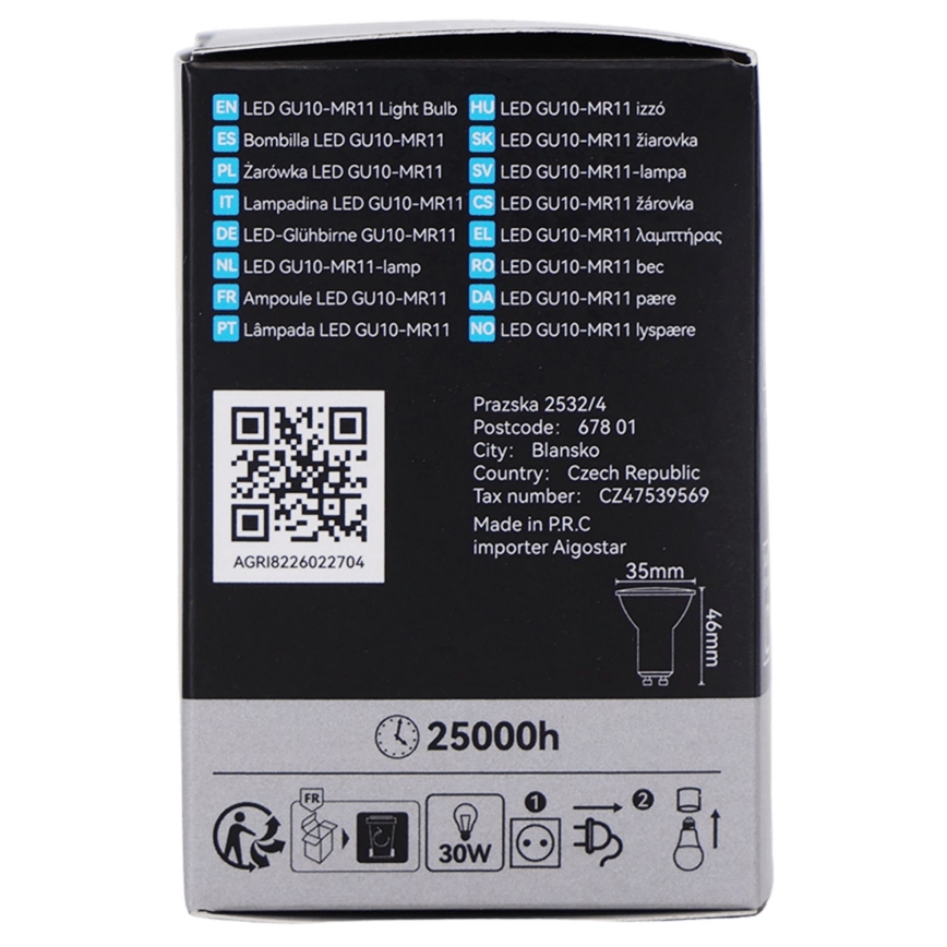 LED izzó MR11 GU10/4W/230V 3000K - Brilagi