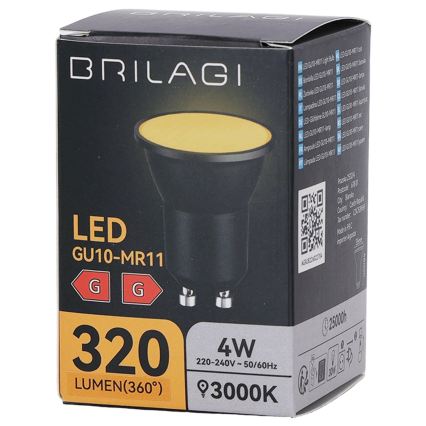 LED izzó MR11 GU10/4W/230V 3000K fekete - BRILAGI
