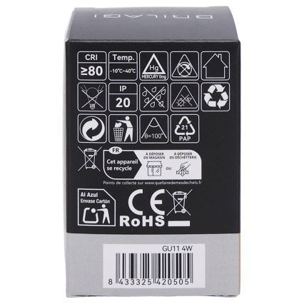 LED izzó MR11 GU10/4W/230V 3000K fekete - BRILAGI
