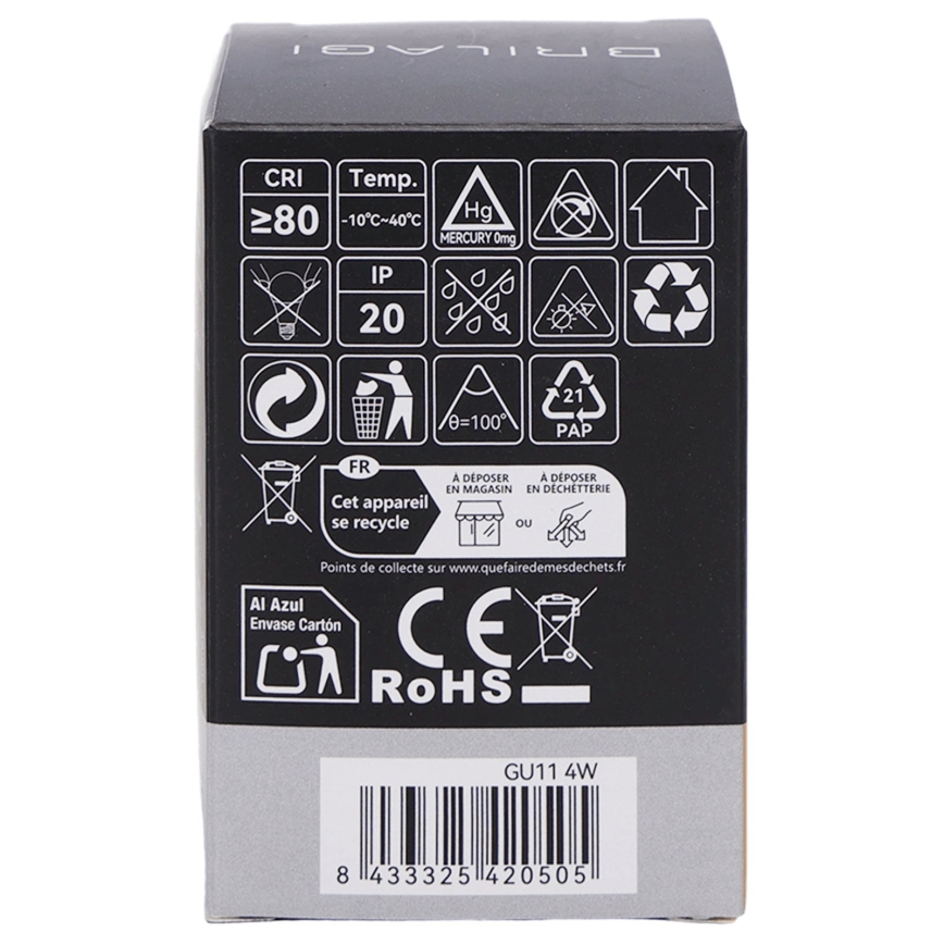 LED izzó MR11 GU10/4W/230V 3000K fekete - BRILAGI