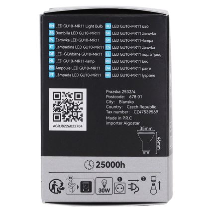 LED izzó MR11 GU10/4W/230V 3000K fekete - BRILAGI
