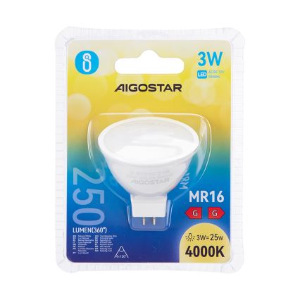 LED Izzó MR16 GU5,3/3W/12V 4000K - Aigostar