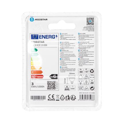 LED Izzó MR16 GU5,3/3W/12V 6500K - Aigostar