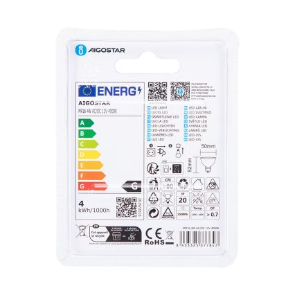 LED Izzó MR16 GU5,3/4W/12V 4000K - Aigostar