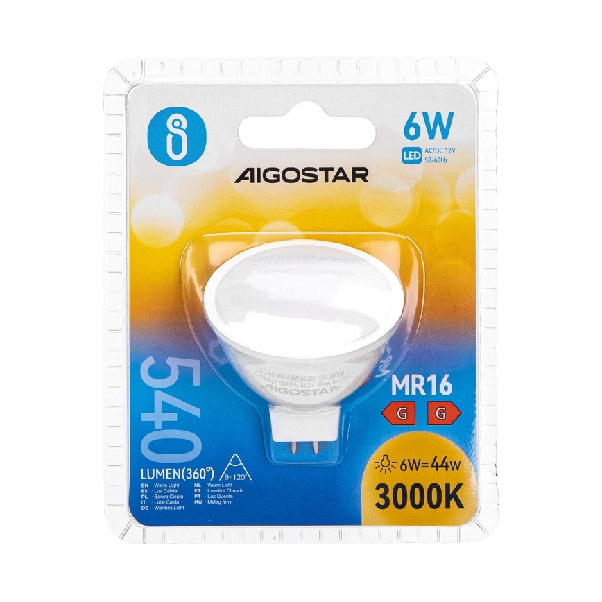 LED Izzó MR16 GU5,3/6W/12V 3000K - Aigostar