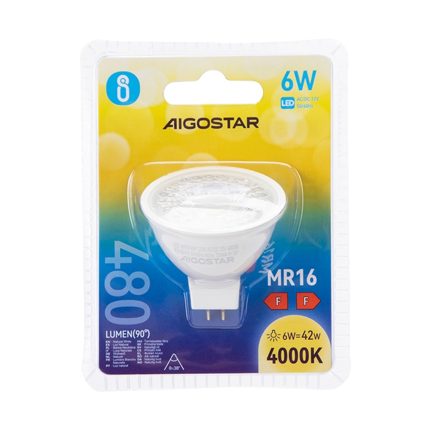 LED Izzó MR16 GU5,3/6W/12V 4000K - Aigostar
