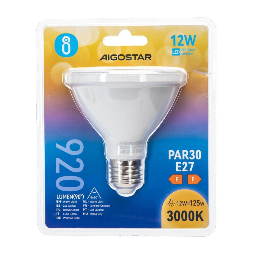 LED Izzó PAR30 E27/12W/230V 3000K - Aigostar