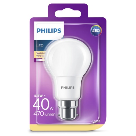 LED Izzó Philips B22/5,5W/230V 2700K