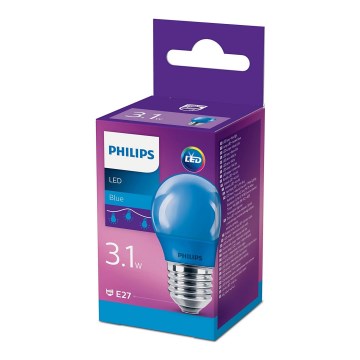 LED izzó Philips P45 E27/3,1W/230V kék