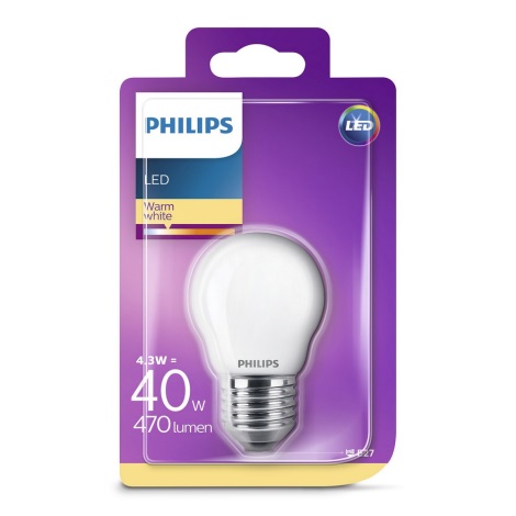 LED Izzó Philips P45 E27/4,3W/230V 2700K