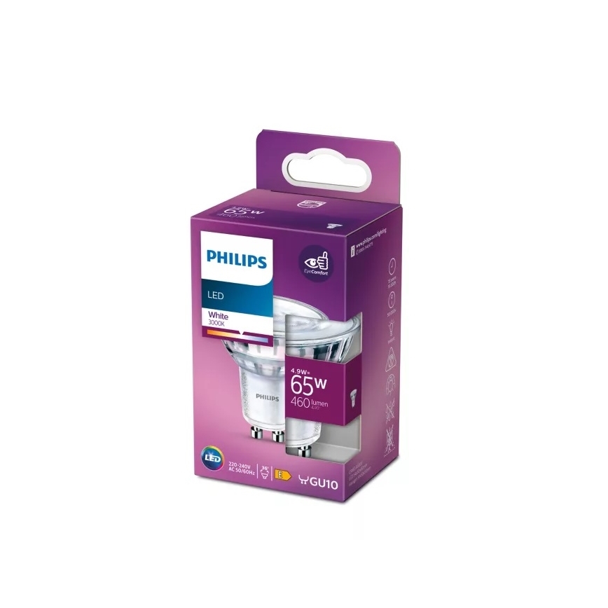 LED Izzó Philips PAR16 GU10/4,9W/230V 3000K