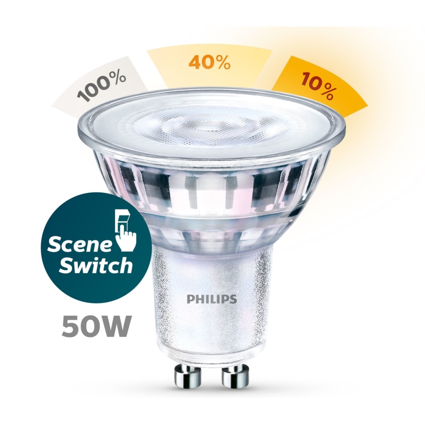 LED Izzó Philips SCENE SWITCH GU10/5W/230V 2200K-2700K
