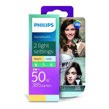 LED Izzó Philips SCENE SWITCH GU10/5W/230V 2700K/4000K