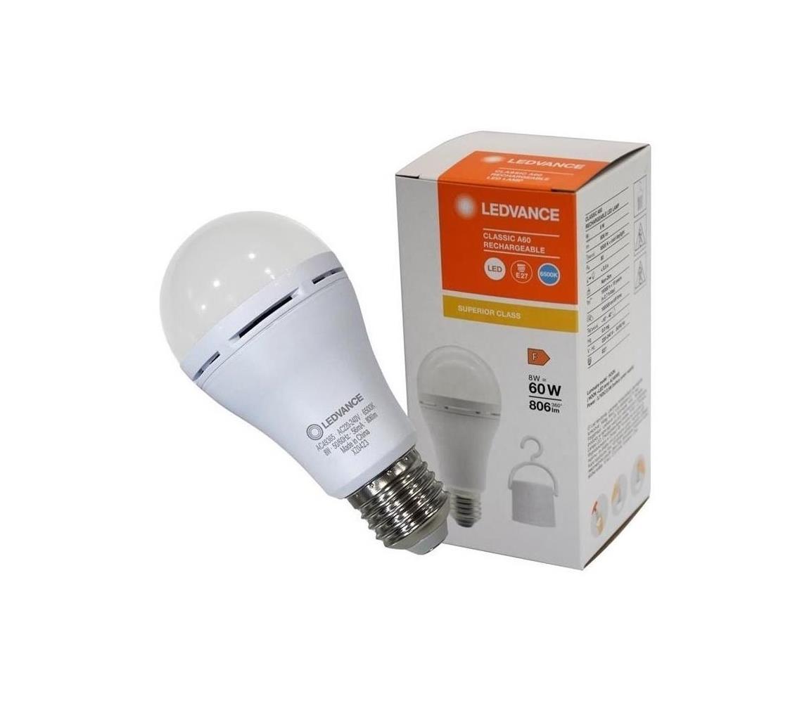 Ledvance LED Izzó RECHARGEABLE A60 E27/8W/230V 6500K