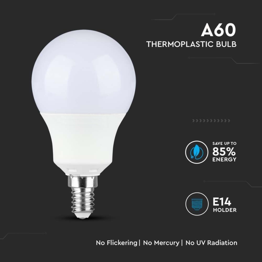 LED Izzó SAMSUNG CHIP A60 E14/8,5W/230V 4000K