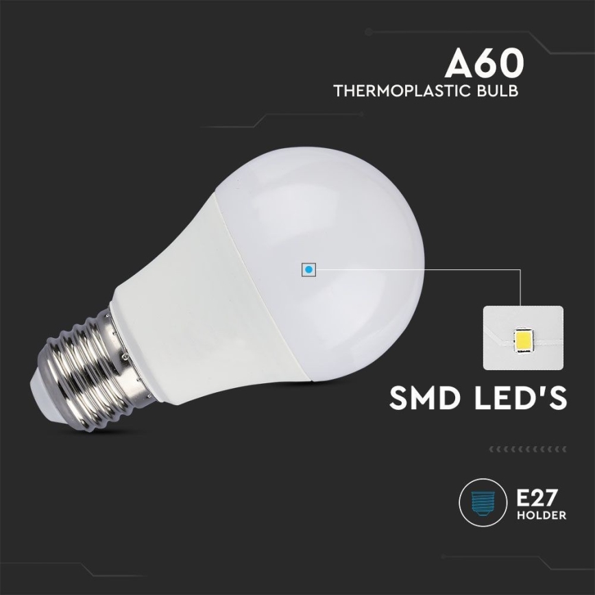 LED Izzó SAMSUNG CHIP A60 E27/8,5W/230V 4000K