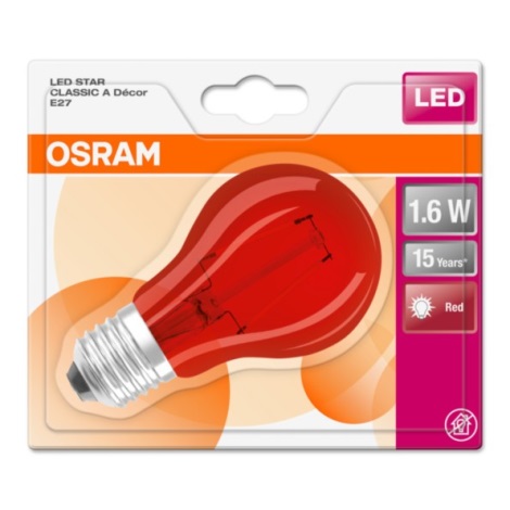 LED Izzó STAR E27/1,6W/230V piros - Osram
