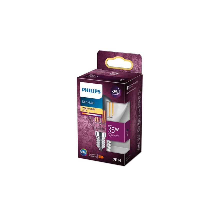 LED Izzó tükör gömbsapkával DECO Philips P45 E14/4W/230V 2700K