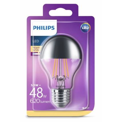 LED Izzó tükörgömbfejjel Philips A60 E27/5,5W/230V 2700K
