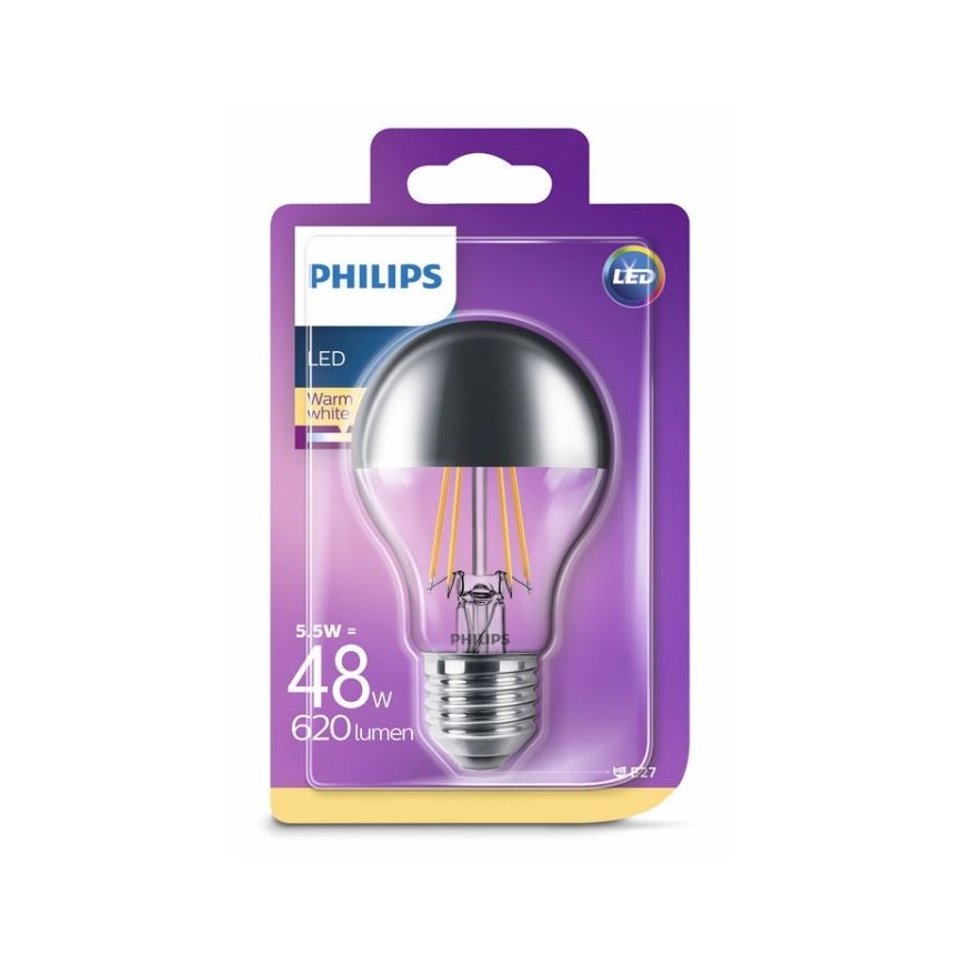 LED Izzó tükörgömbfejjel Philips A60 E27/5,5W/230V 2700K