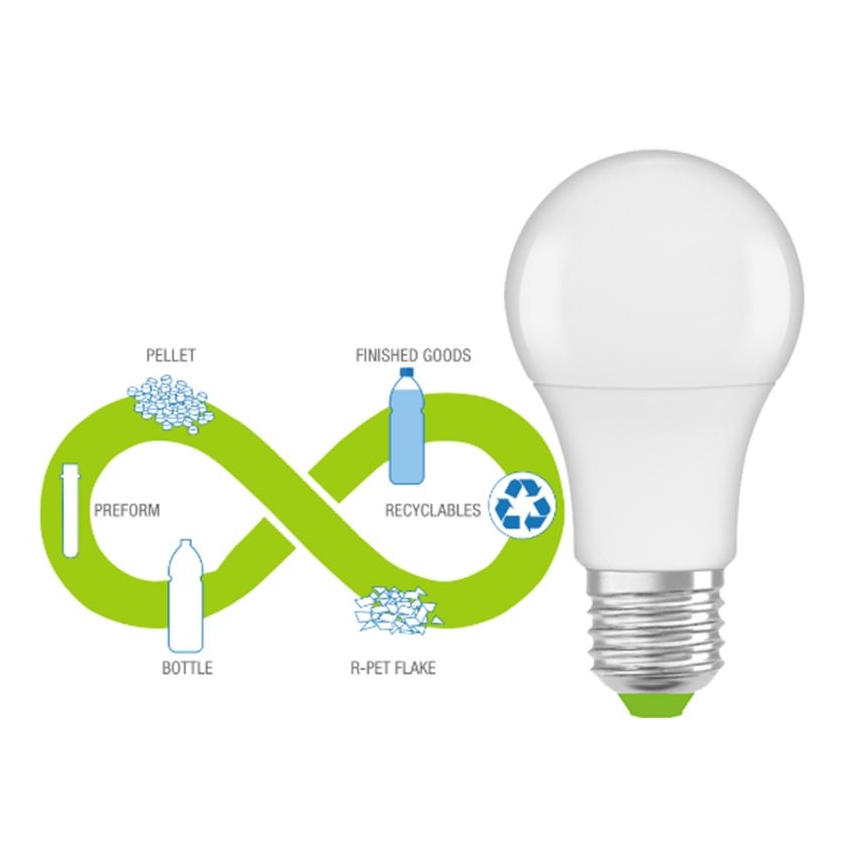 LED izzó újrahasznosított műanyagból A60 E27/8,5W/230V 2700K - Ledvance