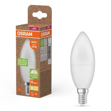 LED izzó újrahasznosított műanyagból B39 E14/7,5W/230V 2700K - Osram
