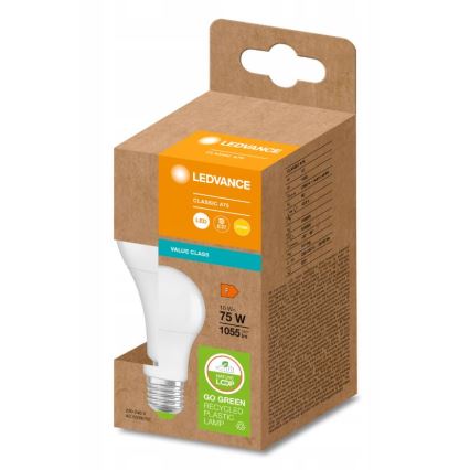 LED izzó újrahasznosított műanyagból E27/10W/230V 2700K - Ledvance