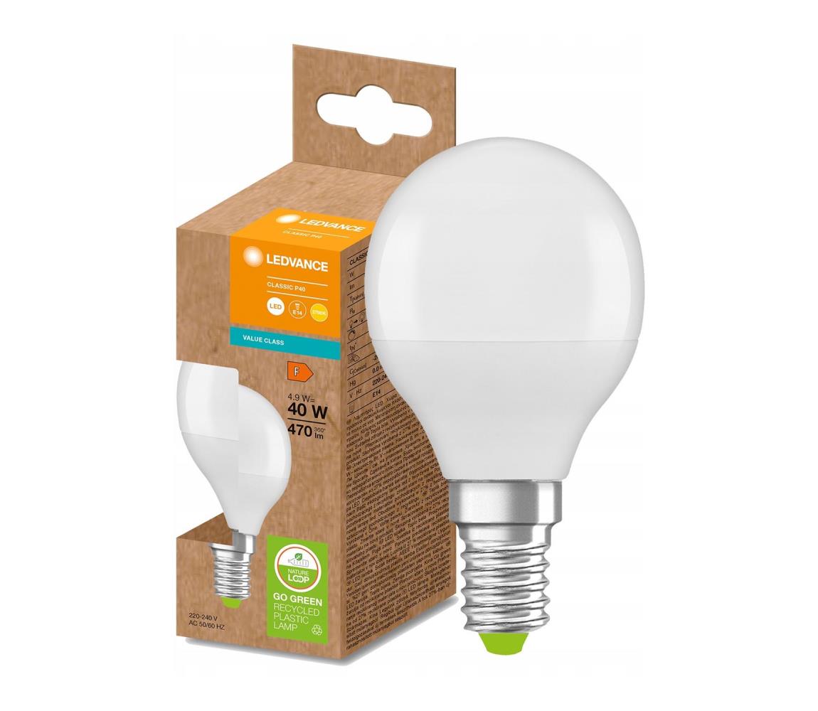 Ledvance LED Izzó újrahasznosított műanyagból P45 E14/4,9W/230V 2700K