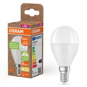 LED-izzó újrahasznosított műanyagból P45 E14/7,5W/230V 2700K - Osram