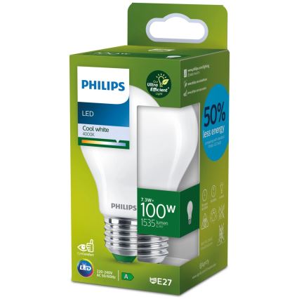 LED izzó ULTRAEFFICIENT Philips A60 E27/7,3W/230V 4000K