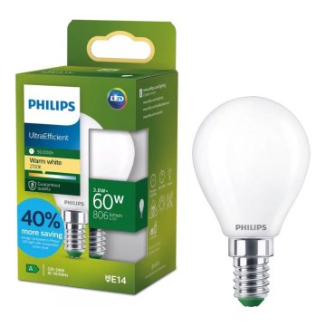 LED izzó ULTRAEFFICIENT Philips P45 E14/3,8W/230V 2700K